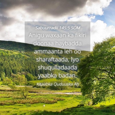 Picture 04 - Sabuurradii 145:5 SOM - Anigu waxaan ka fikiri doonaa haybadda ammaanta - Bible Verse Picture