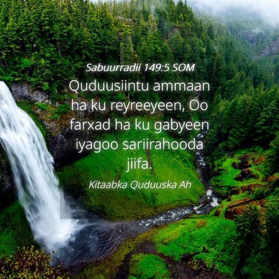Picture 04 - Sabuurradii 149:5 SOM - Quduusiintu ammaan ha ku reyreeyeen, Oo farxad ha - Bible Verse Picture