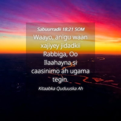 Picture 04 - Sabuurradii 18:21 SOM - Waayo, anigu waan xajiyey jidadkii Rabbiga, Oo - Bible Verse Picture