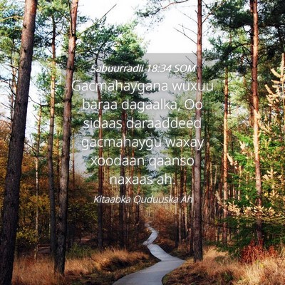 Picture 04 - Sabuurradii 18:34 SOM - Gacmahaygana wuxuu baraa dagaalka, Oo sidaas - Bible Verse Picture