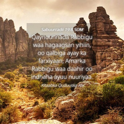 Picture 04 - Sabuurradii 19:8 SOM - Qaynuunnada Rabbigu waa hagaagsan yihiin, oo - Bible Verse Picture