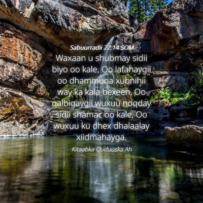 Picture 04 - Sabuurradii 22:14 SOM - Waxaan u shubmay sidii biyo oo kale, Oo - Bible Verse Picture