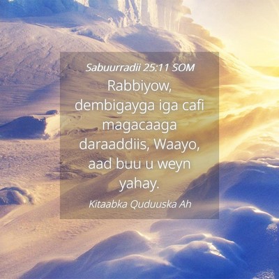 Picture 04 - Sabuurradii 25:11 SOM - Rabbiyow, dembigayga iga cafi magacaaga - Bible Verse Picture
