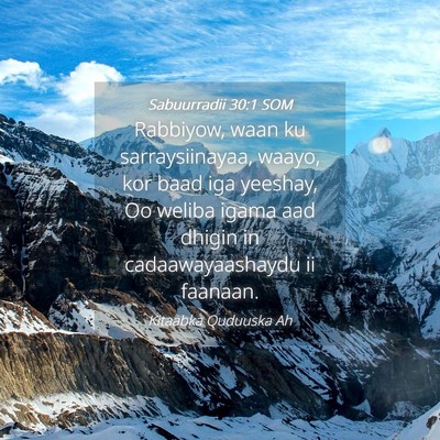 Picture 04 - Sabuurradii 30:1 SOM - Rabbiyow, waan ku sarraysiinayaa, waayo, kor baad - Bible Verse Picture