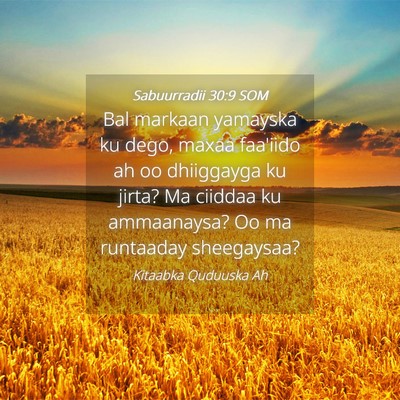Picture 04 - Sabuurradii 30:9 SOM - Bal markaan yamayska ku dego, maxaa faa'iido ah - Bible Verse Picture