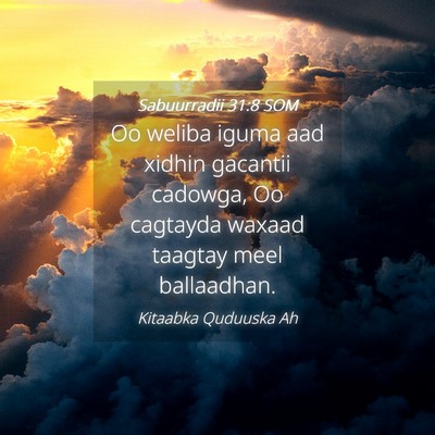 Picture 04 - Sabuurradii 31:8 SOM - Oo weliba iguma aad xidhin gacantii cadowga, Oo - Bible Verse Picture