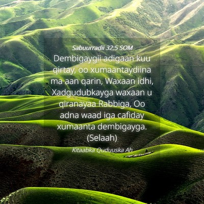 Picture 04 - Sabuurradii 32:5 SOM - Dembigaygii adigaan kuu qirtay, oo xumaantaydiina - Bible Verse Picture