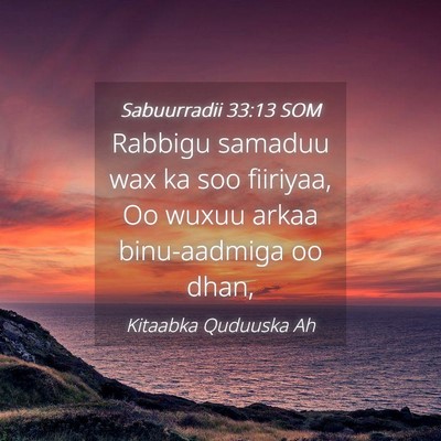 Picture 04 - Sabuurradii 33:13 SOM - Rabbigu samaduu wax ka soo fiiriyaa, Oo wuxuu - Bible Verse Picture