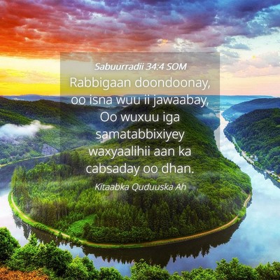 Picture 04 - Sabuurradii 34:4 SOM - Rabbigaan doondoonay, oo isna wuu ii jawaabay, Oo - Bible Verse Picture