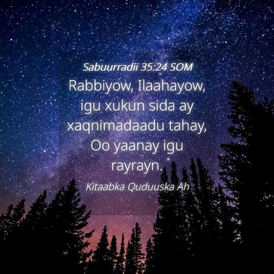 Picture 04 - Sabuurradii 35:24 SOM - Rabbiyow, Ilaahayow, igu xukun sida ay - Bible Verse Picture