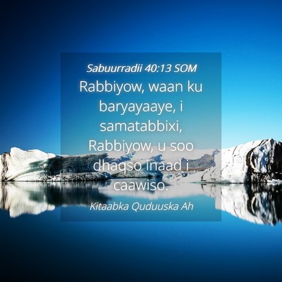 Picture 04 - Sabuurradii 40:13 SOM - Rabbiyow, waan ku baryayaaye, i samatabbixi, - Bible Verse Picture