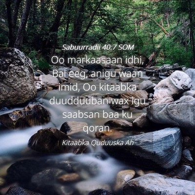 Picture 04 - Sabuurradii 40:7 SOM - Oo markaasaan idhi, Bal eeg, anigu waan imid, Oo - Bible Verse Picture