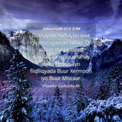 Picture 04 - Sabuurradii 42:6 SOM - Ilaahayow, naftaydu waa igu murugaysan tahay, Oo - Bible Verse Picture