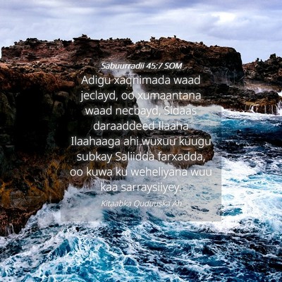 Picture 04 - Sabuurradii 45:7 SOM - Adigu xaqnimada waad jeclayd, oo xumaantana waad - Bible Verse Picture