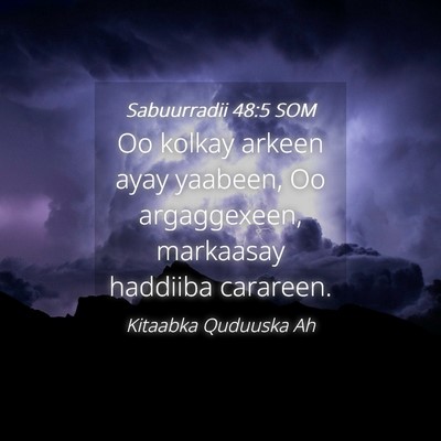 Picture 04 - Sabuurradii 48:5 SOM - Oo kolkay arkeen ayay yaabeen, Oo argaggexeen, - Bible Verse Picture