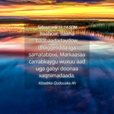Picture 04 - Sabuurradii 51:14 SOM - Ilaahow, Ilaaha badbaadadaydow, dhiiggelidda iga - Bible Verse Picture