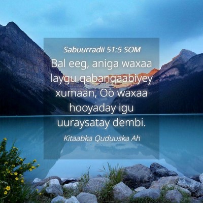 Picture 04 - Sabuurradii 51:5 SOM - Bal eeg, aniga waxaa laygu qabanqaabiyey xumaan, - Bible Verse Picture