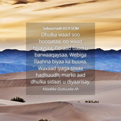 Picture 04 - Sabuurradii 65:9 SOM - Dhulka waad soo booqataa, oo waad biyaysaa, Oo - Bible Verse Picture
