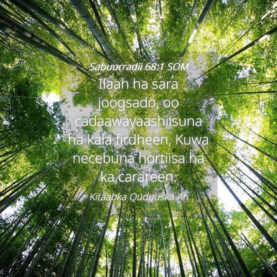 Picture 04 - Sabuurradii 68:1 SOM - Ilaah ha sara joogsado, oo cadaawayaashiisuna ha - Bible Verse Picture