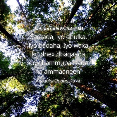 Picture 04 - Sabuurradii 69:34 SOM - Samada, iyo dhulka, iyo badaha, Iyo waxa ku dhex - Bible Verse Picture
