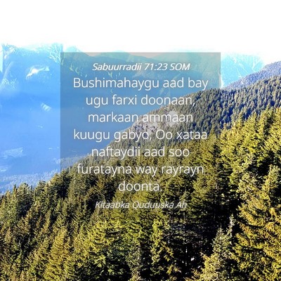 Picture 04 - Sabuurradii 71:23 SOM - Bushimahaygu aad bay ugu farxi doonaan, markaan - Bible Verse Picture
