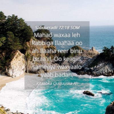 Picture 04 - Sabuurradii 72:18 SOM - Mahad waxaa leh Rabbiga Ilaahaa oo ah Ilaaha reer - Bible Verse Picture