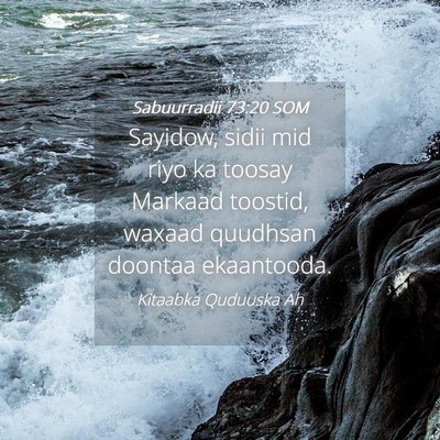 Picture 04 - Sabuurradii 73:20 SOM - Sayidow, sidii mid riyo ka toosay Markaad - Bible Verse Picture