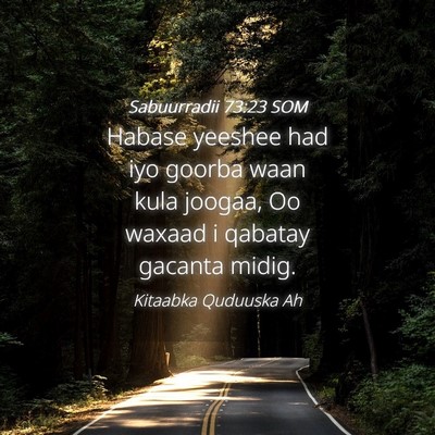 Picture 04 - Sabuurradii 73:23 SOM - Habase yeeshee had iyo goorba waan kula joogaa, - Bible Verse Picture