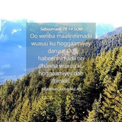 Picture 04 - Sabuurradii 78:14 SOM - Oo weliba maalinnimadii wuxuu ku hoggaamiyey - Bible Verse Picture