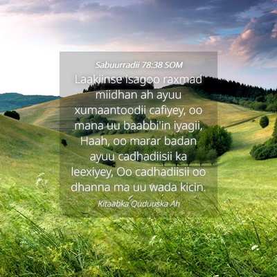 Picture 04 - Sabuurradii 78:38 SOM - Laakiinse isagoo raxmad miidhan ah ayuu - Bible Verse Picture