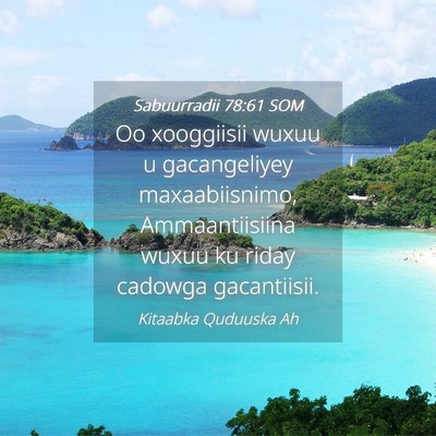 Picture 04 - Sabuurradii 78:61 SOM - Oo xooggiisii wuxuu u gacangeliyey maxaabiisnimo, - Bible Verse Picture