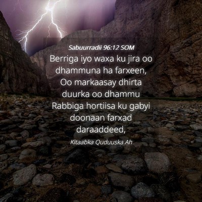 Picture 04 - Sabuurradii 96:12 SOM - Berriga iyo waxa ku jira oo dhammuna ha farxeen, - Bible Verse Picture