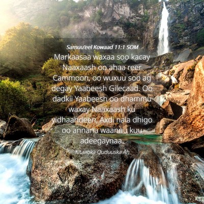 Picture 04 - Samuu'eel Kowaad 11:1 SOM - Markaasaa waxaa soo kacay Naaxaash oo ahaa reer - Bible Verse Picture