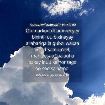Picture 04 - Samuu'eel Kowaad 13:10 SOM - Oo markuu dhammeeyey bixintii uu bixinayay - Bible Verse Picture