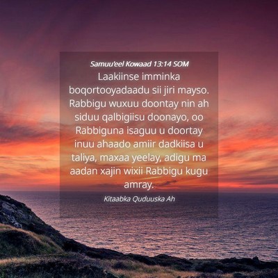 Picture 04 - Samuu'eel Kowaad 13:14 SOM - Laakiinse imminka boqortooyadaadu sii jiri mayso. - Bible Verse Picture