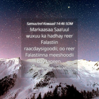 Picture 04 - Samuu'eel Kowaad 14:46 SOM - Markaasaa Saa'uul wuxuu ka hadhay reer Falastiin - Bible Verse Picture