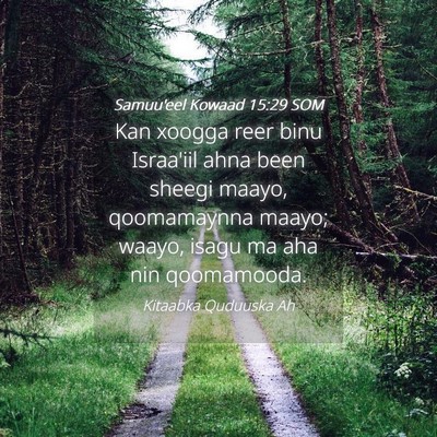 Picture 04 - Samuu'eel Kowaad 15:29 SOM - Kan xoogga reer binu Israa'iil ahna been sheegi - Bible Verse Picture