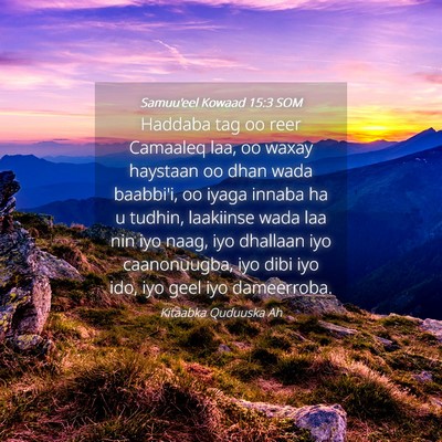 Picture 04 - Samuu'eel Kowaad 15:3 SOM - Haddaba tag oo reer Camaaleq laa, oo waxay - Bible Verse Picture