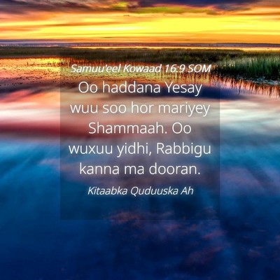 Picture 04 - Samuu'eel Kowaad 16:9 SOM - Oo haddana Yesay wuu soo hor mariyey Shammaah. Oo - Bible Verse Picture