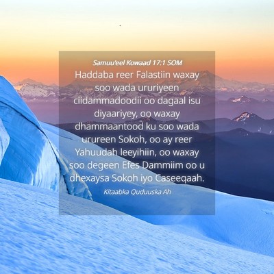 Picture 04 - Samuu'eel Kowaad 17:1 SOM - Haddaba reer Falastiin waxay soo wada ururiyeen - Bible Verse Picture