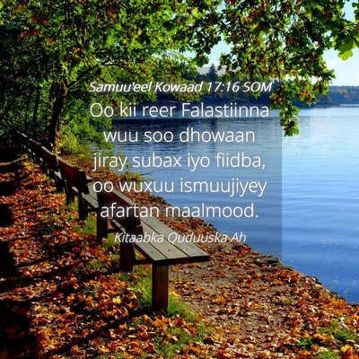 Picture 04 - Samuu'eel Kowaad 17:16 SOM - Oo kii reer Falastiinna wuu soo dhowaan jiray - Bible Verse Picture