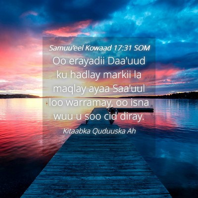 Picture 04 - Samuu'eel Kowaad 17:31 SOM - Oo erayadii Daa'uud ku hadlay markii la maqlay - Bible Verse Picture