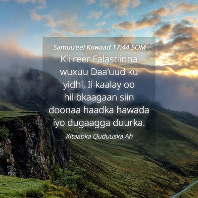 Picture 04 - Samuu'eel Kowaad 17:44 SOM - Kii reer Falastiinna wuxuu Daa'uud ku yidhi, Ii - Bible Verse Picture