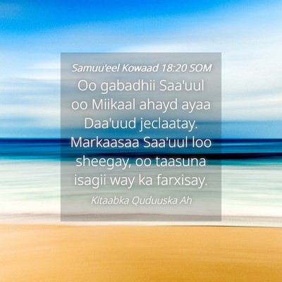Picture 04 - Samuu'eel Kowaad 18:20 SOM - Oo gabadhii Saa'uul oo Miikaal ahayd ayaa Daa'uud - Bible Verse Picture