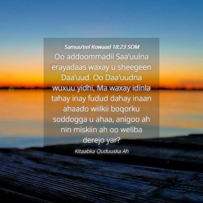 Picture 04 - Samuu'eel Kowaad 18:23 SOM - Oo addoommadii Saa'uulna erayadaas waxay u - Bible Verse Picture