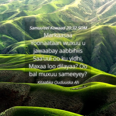Picture 04 - Samuu'eel Kowaad 20:32 SOM - Markaasaa Yoonaataan wuxuu u jawaabay aabbihiis - Bible Verse Picture