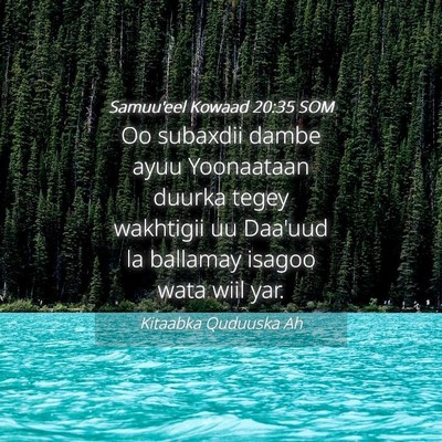 Picture 04 - Samuu'eel Kowaad 20:35 SOM - Oo subaxdii dambe ayuu Yoonaataan duurka tegey - Bible Verse Picture