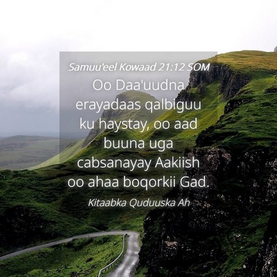 Picture 04 - Samuu'eel Kowaad 21:12 SOM - Oo Daa'uudna erayadaas qalbiguu ku haystay, oo - Bible Verse Picture