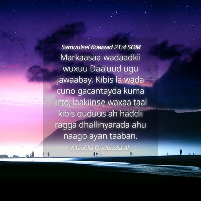 Picture 04 - Samuu'eel Kowaad 21:4 SOM - Markaasaa wadaadkii wuxuu Daa'uud ugu jawaabay, - Bible Verse Picture