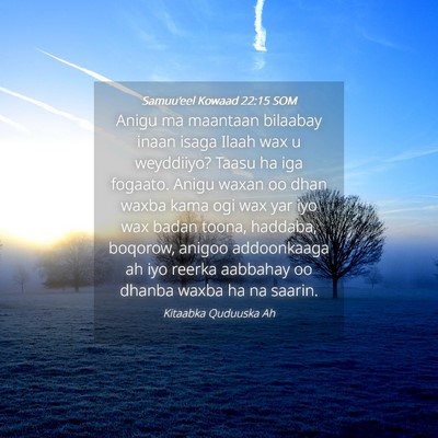 Picture 04 - Samuu'eel Kowaad 22:15 SOM - Anigu ma maantaan bilaabay inaan isaga Ilaah wax - Bible Verse Picture